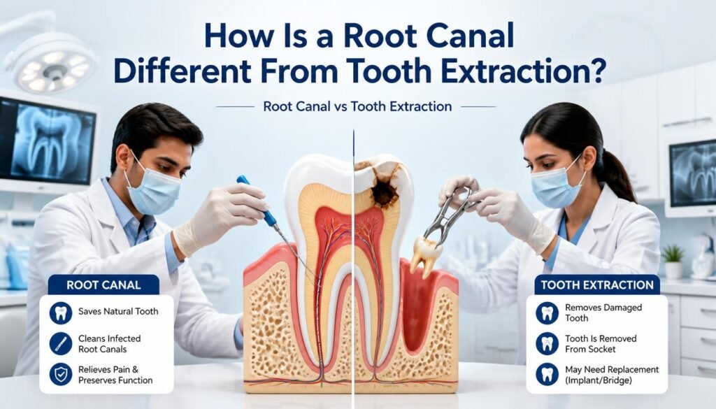 How Is a Root Canal Different From Tooth Extraction?