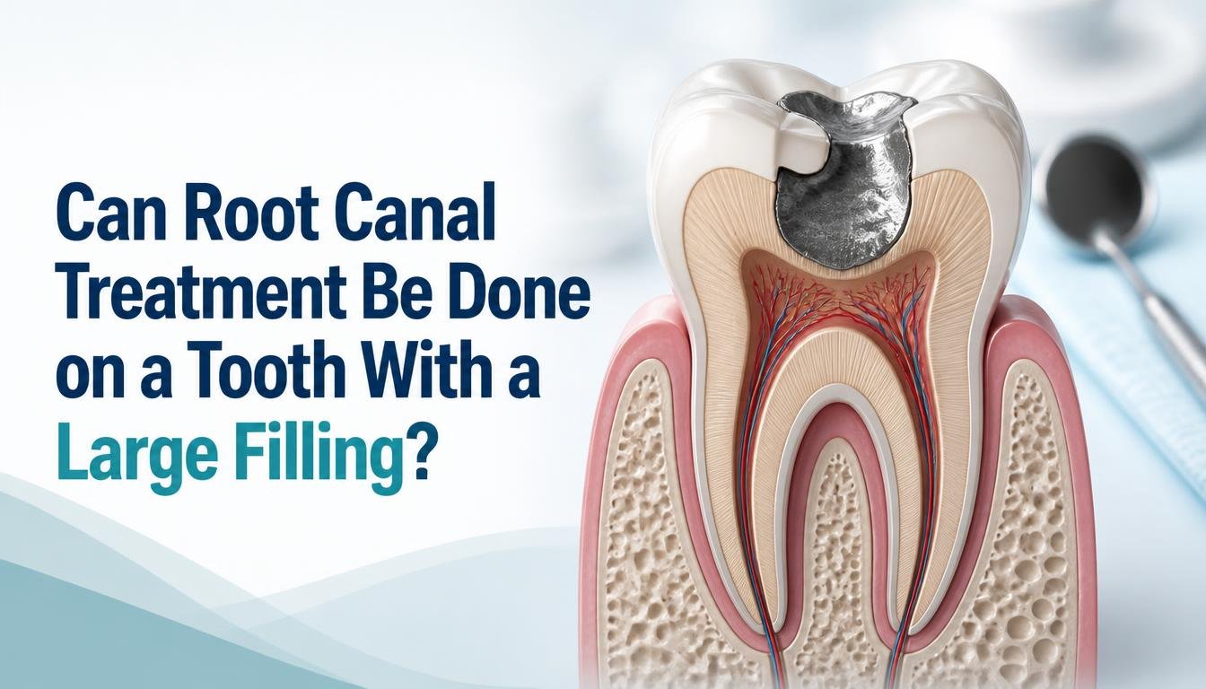 root canal treatment with a large filling